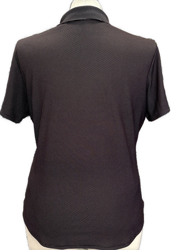 Adidas Black w/White Micro Dot Women's Short Sleeve Polo w/Logo Size XL