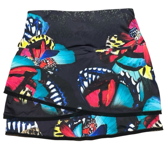 Lucky in Love Black Butterfly Print Layered Golf Skort Size M MSP$105