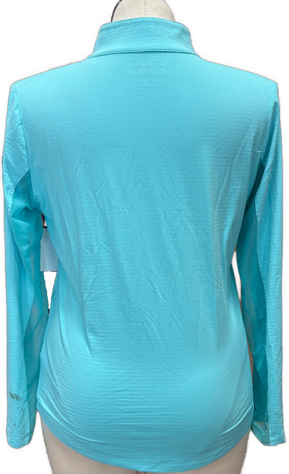Ibkul Women's Seafoam Long Sleeve Zip Mock Sun Shirt w/Logo Size L MSP$100
