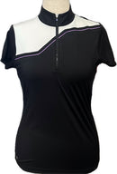 New EP NY Women's Short Sleeve Color Blocked 1/4 Zip Golf Black Polo MSP$84-1