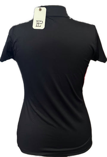 New EP NY Women's Short Sleeve Color Blocked 1/4 Zip Golf Black Polo MSP$84 - 0