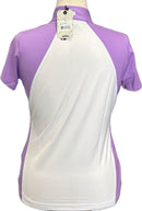 New EP NY Women's Short Sleeve Color Block Polo White/Purple MSP$88-2