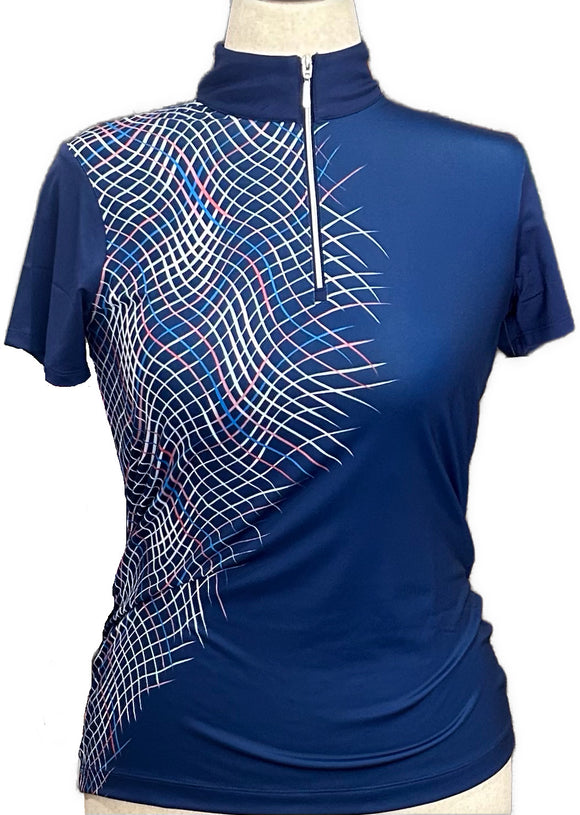 New EP NY Women's Short Sleeve Zip Mock Golf Polo Inky MSP$88