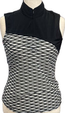 New EP NY Women's Black & White Sleeveless 1/4 Zip Polo Size M MSP$84-1