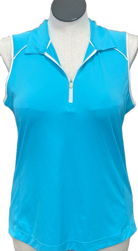 Slazenger Women’s 1/4 Zip Sleeveless Polo w/White Trim Size XL