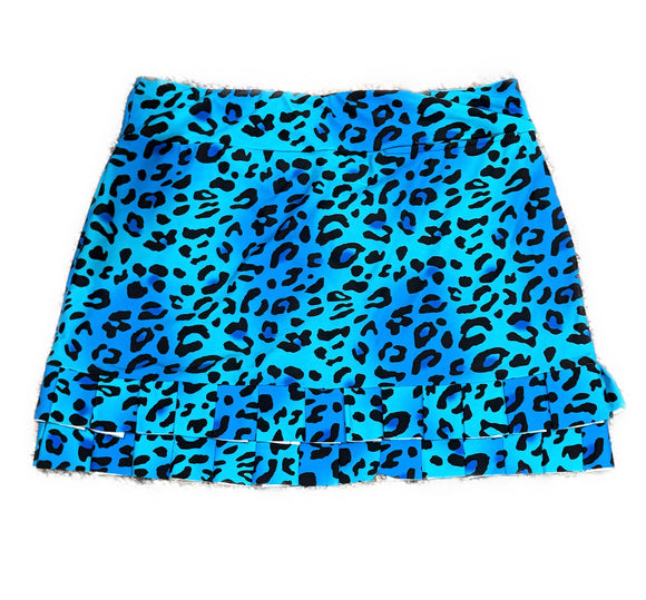 Tzu Tzu Blue Leopard Print Cha Cha Golf SKort Size M MSP$150