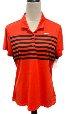 Buy red Nike Golf Women&#39;s Striped Golf Polo Size L