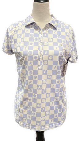 Swing Juice Women's Golf Smile Face Polo Size L MSP$88