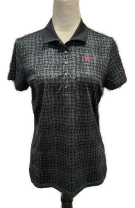 Nike Golf Women's Black & Gray Print Polo Size M