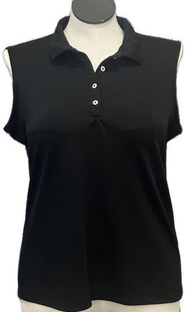 Sport Haley Solid Black Sleeveless Golf Polo Size XL