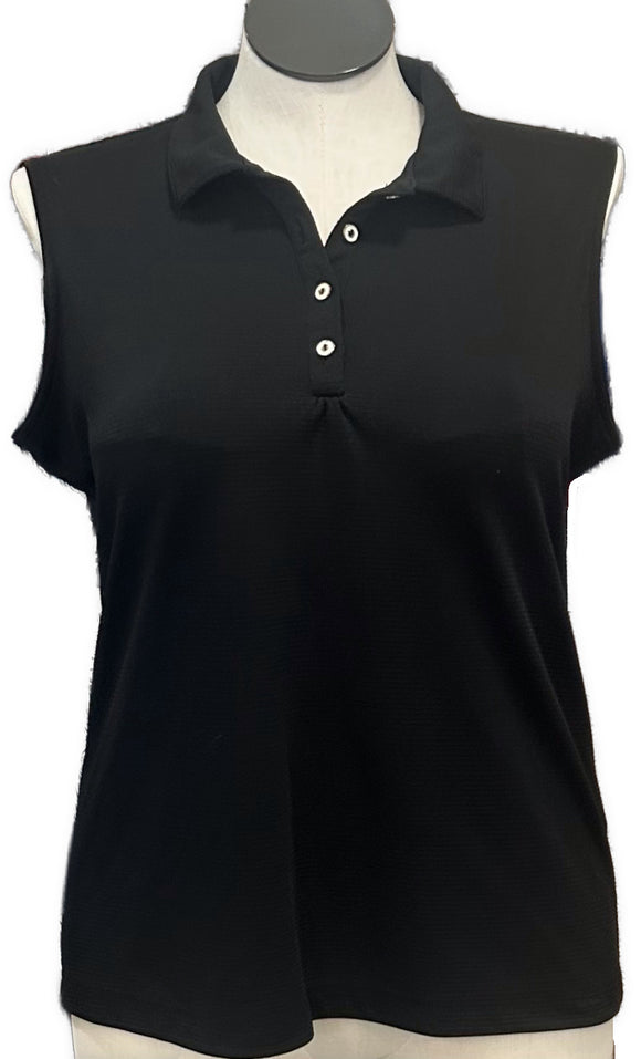 Sport Haley Solid Black Sleeveless Golf Polo Size XL