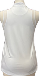 NEW Lucky in Love 1/2 Zip White w/Stripes Sleeveless Polo size L MSP$72-2