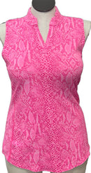 Ella Belle Pink Python Print Sleeveless Golf Top Size XL (4)-1