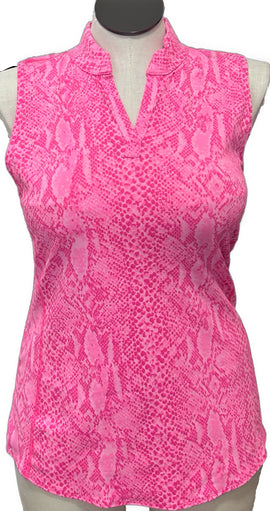 Ella Belle Pink Python Print Sleeveless Golf Top Size XL (4)