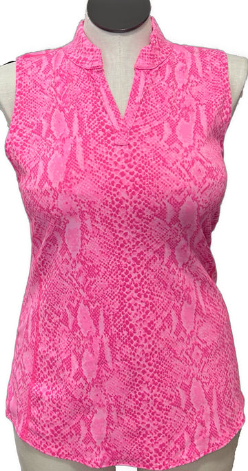 Ella Belle Pink Python Print Sleeveless Golf Top Size XL (4)