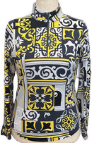 Ibkul Black Gray & Gold Patterned Women's 1/4 Zip Pullover Size S-1