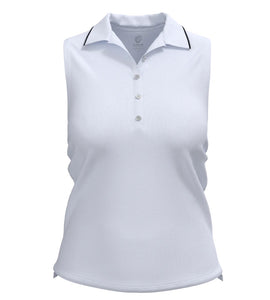 New GGBlue Women's Classic Sleeveless Golf Polo - White/Black MSP$84
