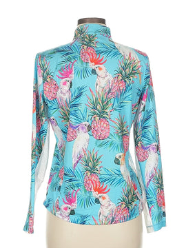 Tail Women's Long Sleeve Blue Parrot Golf Sun Shirt Size M MSP$98 - 0