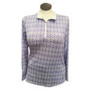 New San Soleil Purple & White Long Sleeve Sun Shirt Size L  MSP$96-1