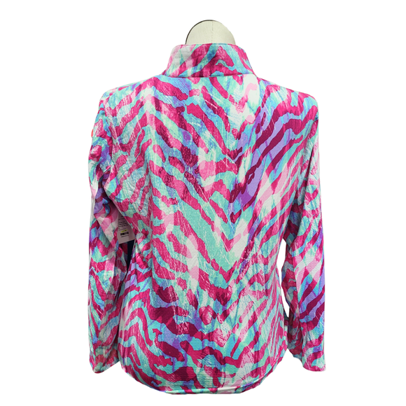 Ibkul Hot Pink Animal Print Long Sleeve Sun Shirt Size XL
