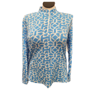 Icikuls Powder Blue & White Geo Print Longsleeve Sun SHirt Size XL-1