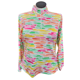 Ibkul Multicolored Brushstroke Print Longsleeve Sun Shirt Size XL MSP$100