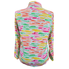 Ibkul Multicolored Brushstroke Print Longsleeve Sun Shirt Size XL MSP$100 - 0