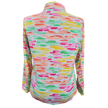 Ibkul Multicolored Brushstroke Print Longsleeve Sun Shirt Size XL MSP$100 - 0