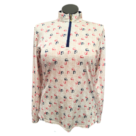 SanSoleil Golf Cart Print 1/4 Zip Sun Shirt - Cream Size XL