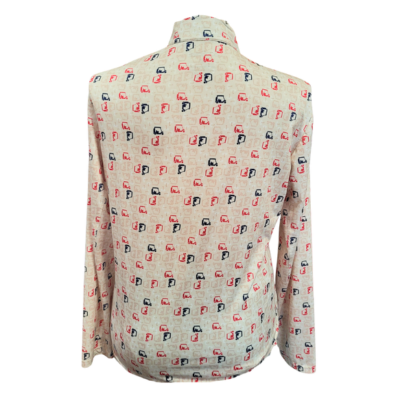 SanSoleil Golf Cart Print 1/4 Zip Sun Shirt - Cream Size XL