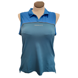 Oakley 2 Tone Blue Sleeveless Women's Golf Polo Size XL MSP$65