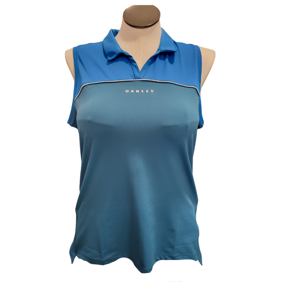 Oakley 2 Tone Blue Sleeveless Women's Golf Polo Size XL MSP$65