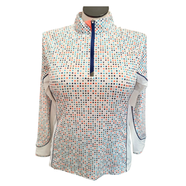 New Women's Peter Millar White w/Multicolored Print 1/4 Zip Pullover Size L MSP$110