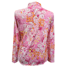 Ibkul Pink, WHite & Orange Swirls Print Sun Shirt Size XL MSP$100 - 0