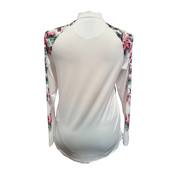 NEW Greg Norman Women's White 1/2Zip Pullover w/Leaf Print Size L MSP$90