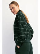 New Rae Mode V-neck Modal Striped Scuba Pullover-6