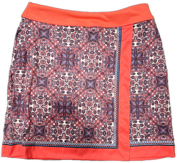 Greg Norman 17.5” Golf Skort Coral White & Blue Paisley Size S MSP$79