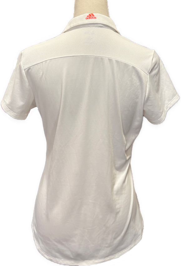 Adidas Women's White Striped Golf Polo Size M