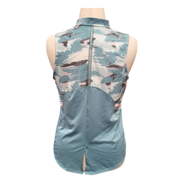 Lucky in Love Blue Turquoise Splatter Camo Print Sleeveless Top Size L MSP $78