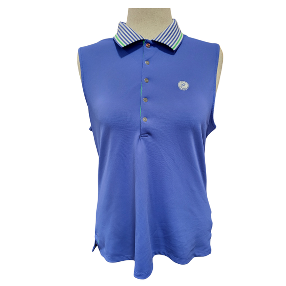 Ralph Lauren RLX Blue Sleeveless Golf Polo w/ Contrast Collar Size XL MSP$110