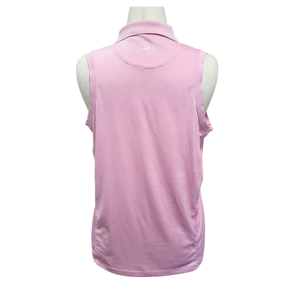 Peter Millar Women's Light Pink Sleeveless Golf Polo w/ Logo Size XL