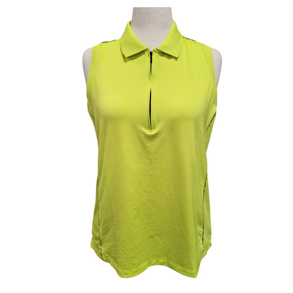 Peter Millar Women's Neon Yellow Sleeveless Golf Polo Size XL MSP$90