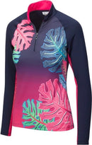 Greg Norman Women's SolarXP Navy Botanic Long Sleeve Golf Top Size S MSP$89-1