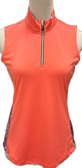 Greg Norman Coral & Paisley Print Sleeveless Golf Top Size S MSP$79