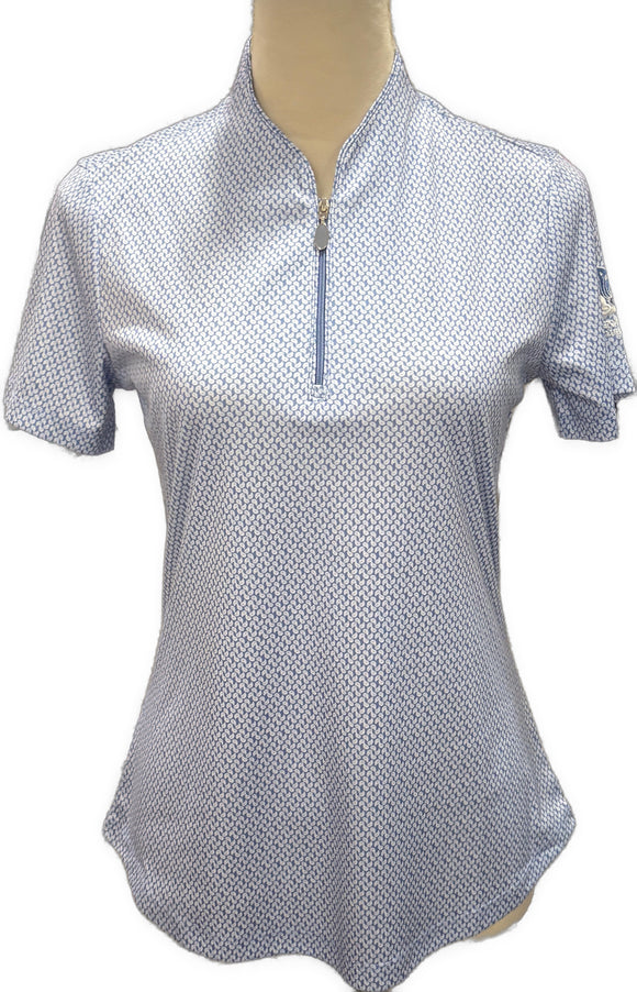 Greg Norman Women's Periwinkle Print Short Sleeve Golf Polo Size S