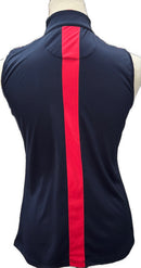 Greg Norman Women's White Navy & Pink Colorblock Sleeveless Golf Polo Size S-2