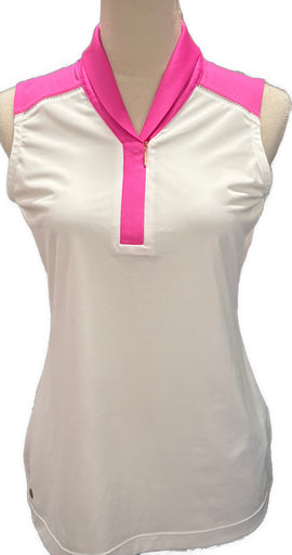 EP NY White & Pink Sleeveless Golf Polo Size S MSP$84