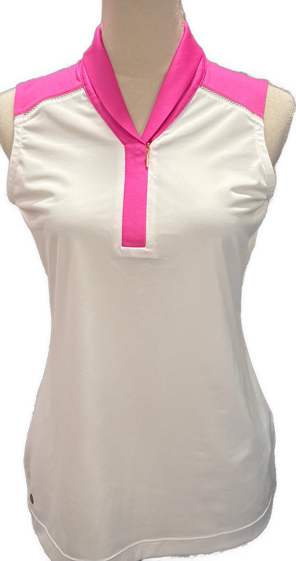 EP NY White & Pink Sleeveless Golf Polo Size S MSP$84