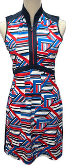 Greg Norman Geometric Print Sleeveless Golf Dress Size S MSP$120-1