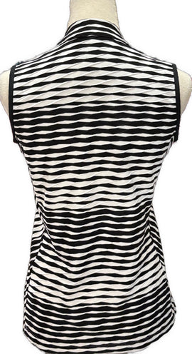 Tail Women's Black & White Stripe Jacquard Sleeveless Golf Polo Size S MSP$90 - 0